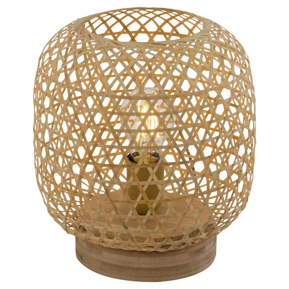 TISCHLEUCHTE Bambusgeflecht Braun - Braun, Holz (23.5/23.5/27cm) - Globo Lighting