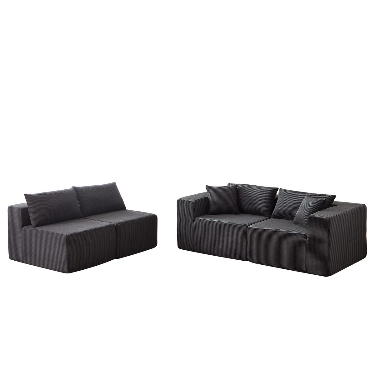 ECKSOFA 264/167/71 cm Schwarz Cord - Schwarz, Textil (264/167cm) - Oxeza