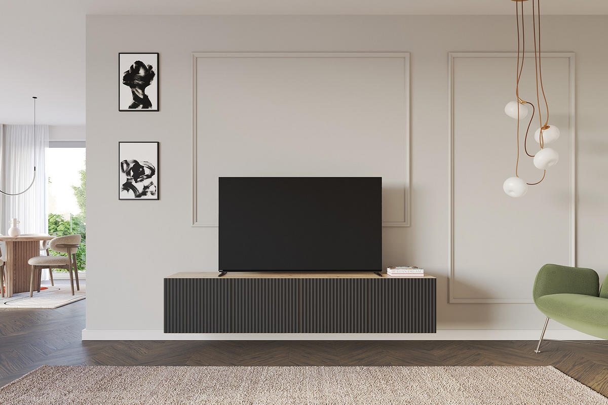 LOWBOARD NOA-2-W 2x100x40x41 cm - Artisan / Schwarz - Schwarz, Holzwerkstoff (200/40/41cm) - ALTDECOR