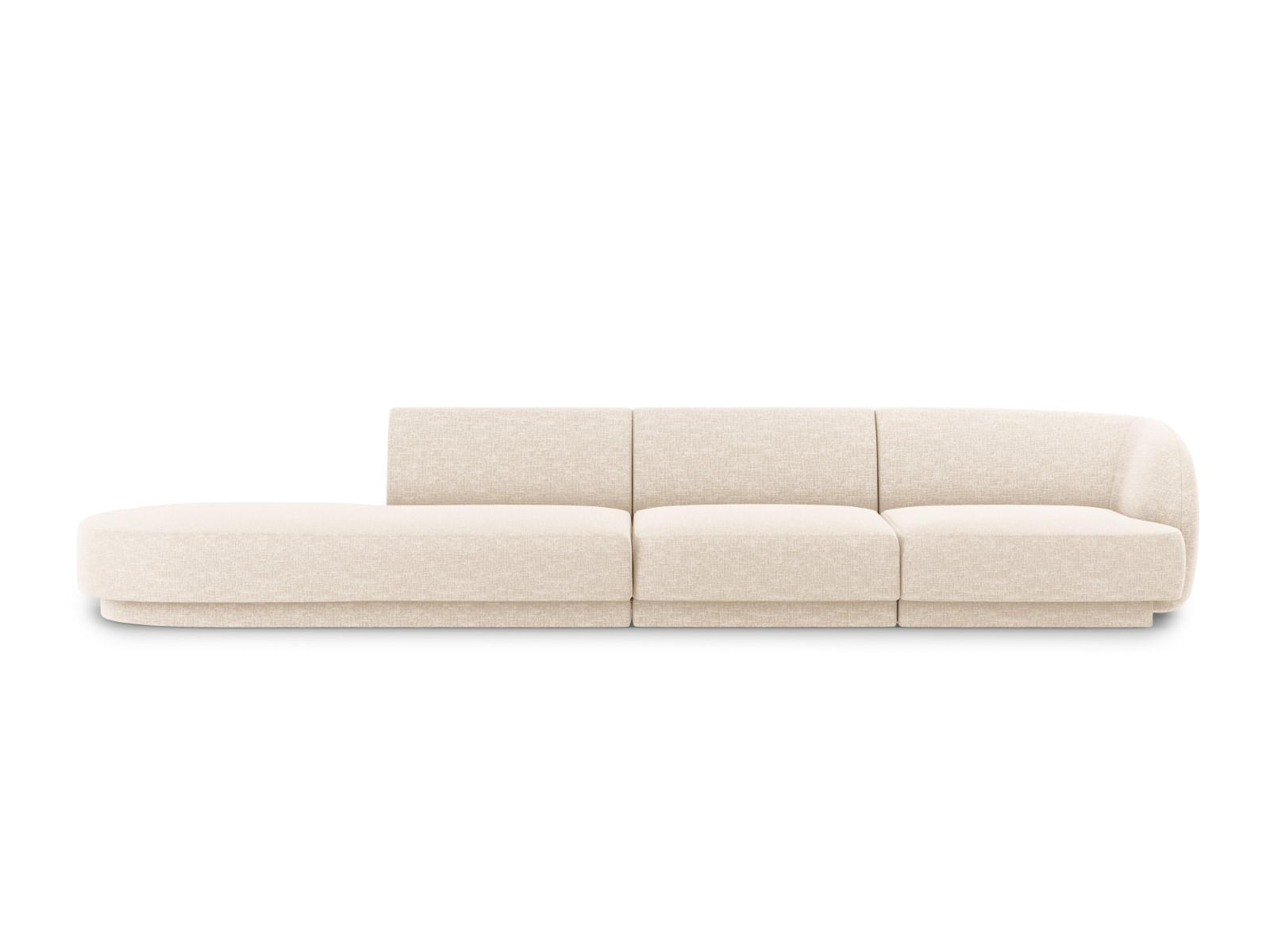 LINKES-SOFA Miley aus Chenille-Stoff leichtes beige 4 Sitzplätze - Creme, Textil (90/70/323cm) - Micadoni
