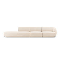 LINKES-SOFA Miley aus Chenille-Stoff leichtes beige 4 Sitzplätze - Creme, Textil (90/70/323cm) - Micadoni