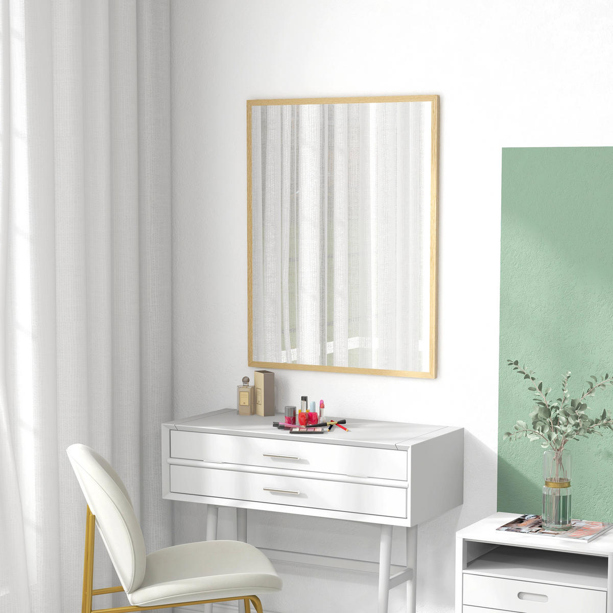 WANDSPIEGEL DE-14263 rechteckig 90x70 cm Natur - Naturfarben, Glas (70/90/2cm) - ComfortXL
