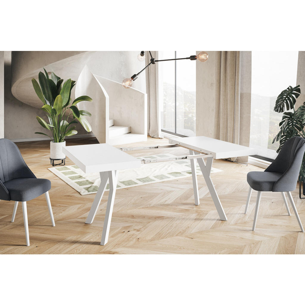 Thumbnail - Alpi-Möbel Esszimmertisch, Weiß, Weiß, Holzwerkstoff, Quadratisch, X-Form, 90x77x90 cm, Esszimmer, Tische, Esstische