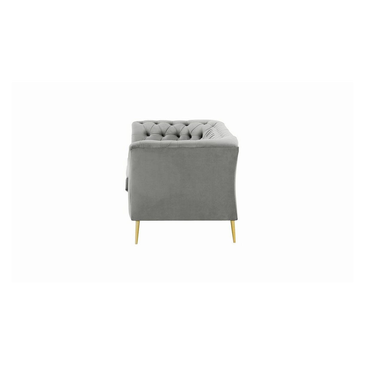 2,5-SITZER-SOFA Chesterfield Modern-Velluto 15 - Hellgrau, Holz/Textil (209/74/80cm)