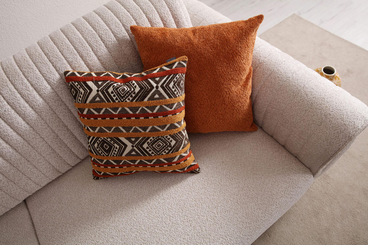 SOFA Kyoto 3-Sitzer Bouclé Beige - Beige, Holz/Textil (230/80/95cm)