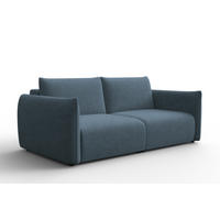 SOFA TAUER 3-Sitzer, Bouclé-Stoff blau - Blau/Schwarz, Holz/Textil (206/84/112cm) - Courtois Laville