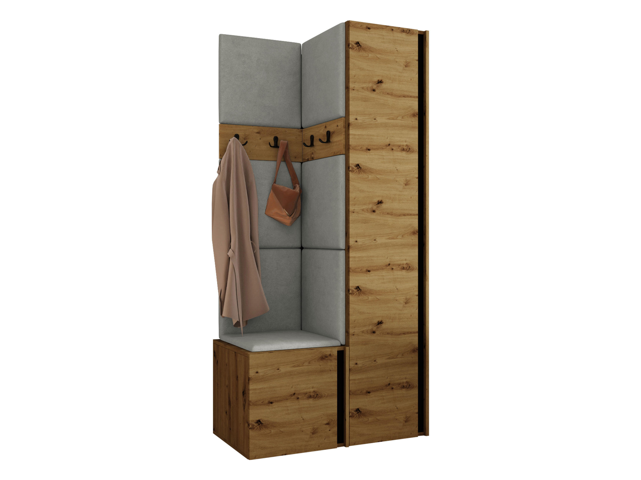 MOBILIER PENTRU HOL Orion XXIV - stejar Artisan/gri, material plastic/compozit lemnos (82/186/46cm) - MIRJAN24