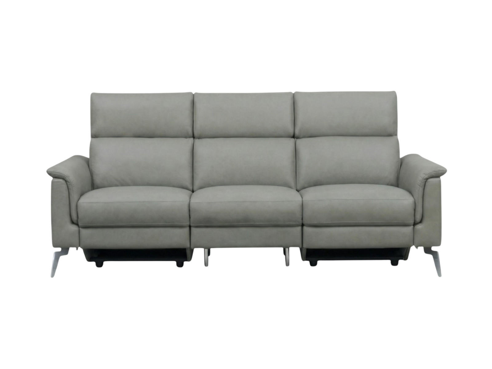 3-SITZER Sofa Borea Echtleder Perlgrau - Hellgrau, Leder/Metall (220/102/98cm)