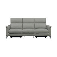 3-SITZER Sofa Borea Echtleder Perlgrau - Hellgrau, Leder/Metall (220/102/98cm)