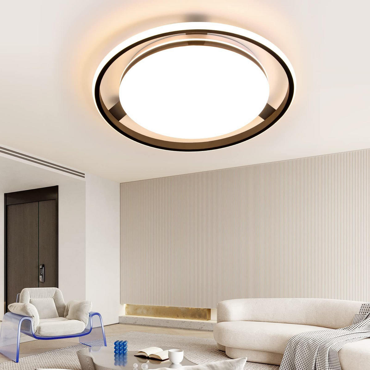 LED-DECKENLEUCHTE Falris 46.5/47.5/9 cm - Schwarz, Metall (47.5/46.5/9cm) - ZMH