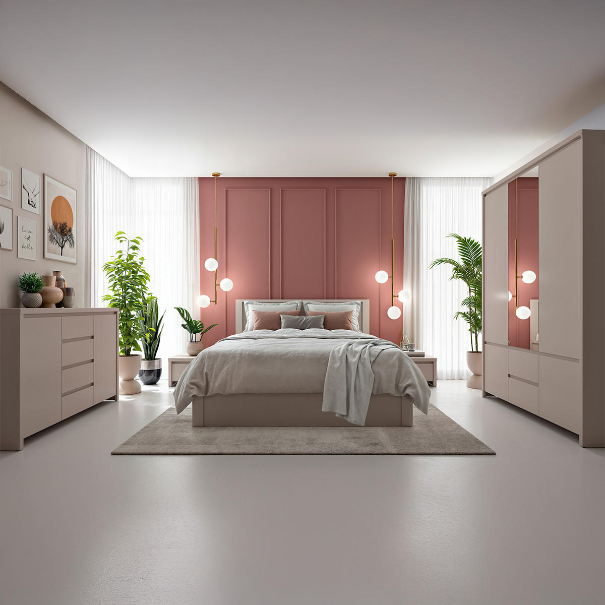 NOČNÍ STOLEK Soren Kašmír - béžová, kompozitní dřevo (51/33.5/40.5cm) - Petits-meubles