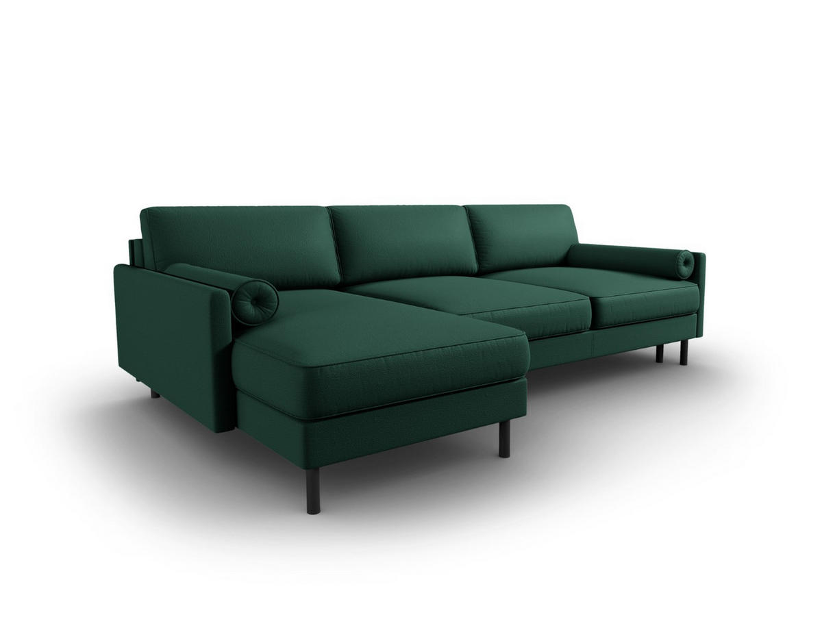 AUSKLAPPBARES-ECKSOFA links mit Container Scott aus strukturiertem Stoff grün 5 Sitzplätze - Grün, Textil (142/212cm) - Micadoni