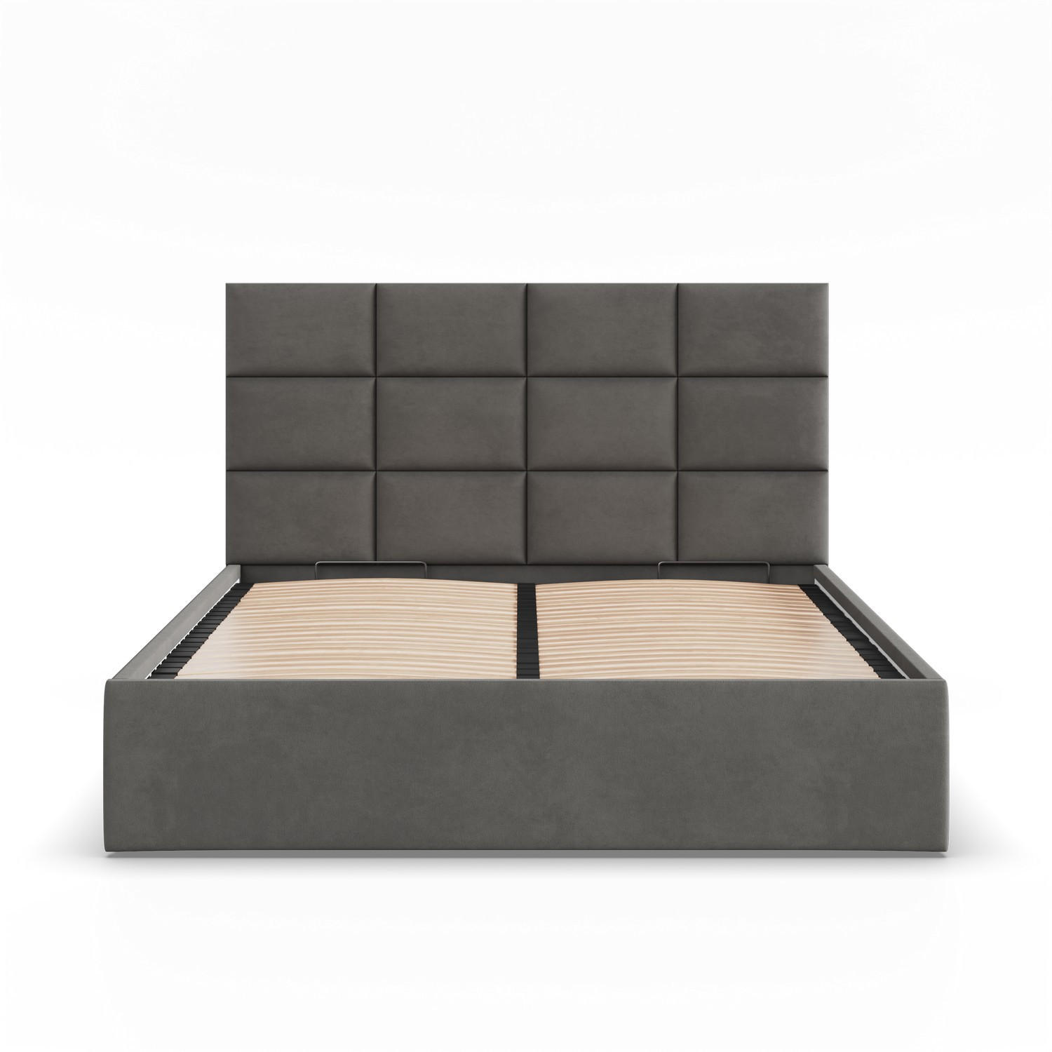 POLSTERBETT MIT KOPFTEIL 160x200 mit Bettkasten YORK, Grau - Graphitfarben, Textil (160/200cm) - Mebligo