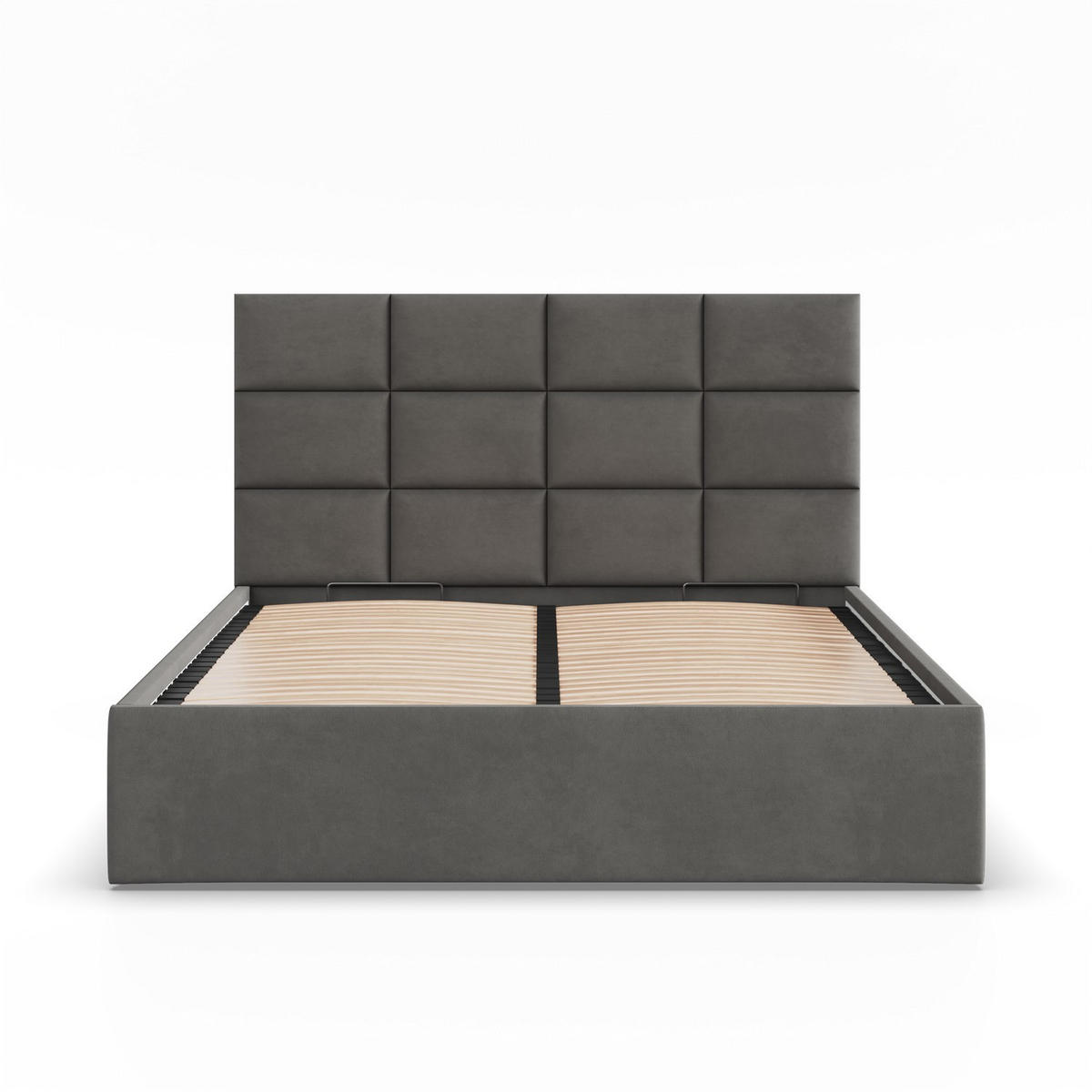 POLSTERBETT MIT KOPFTEIL 160x200 mit Bettkasten YORK, Grau - Graphitfarben, Textil (160/200cm) - Mebligo