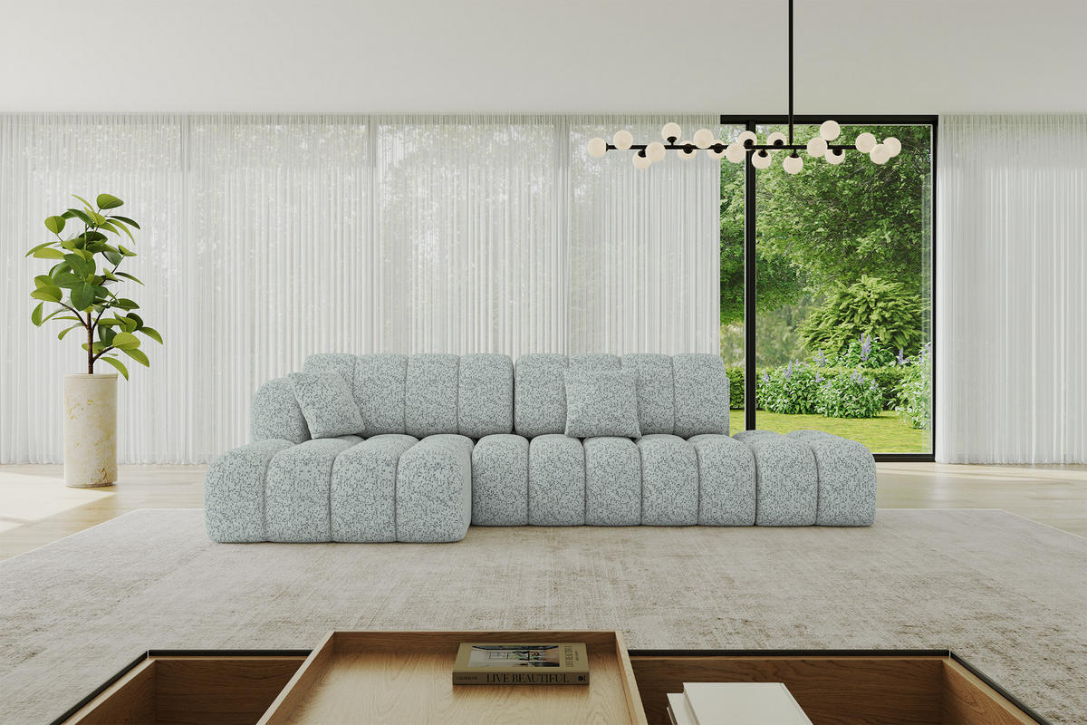 ECKSOFA mit Schlaffunktion Ottomane Links OLEA-L2 321x164x75 Grün Tissu - Smaragdgrün/Schwarz, Holzwerkstoff/Kunststoff (321/164cm) - ALTDECOR