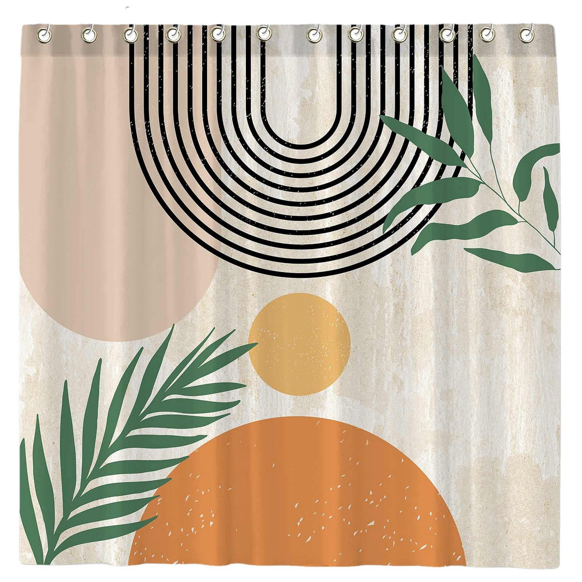 DUSCHVORHANG Schwarz abstrakt geometrisch 180 x 180 cm modern minimalistisch Polyester wasserdicht waschbar - Multicolor, Textil (180/180cm) - MCBOSON
