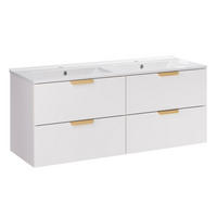 DOPPELWASCHTISCH 121cm Oria Weiß - Weiß, Holzwerkstoff (121/50/46cm) - Petits-meubles