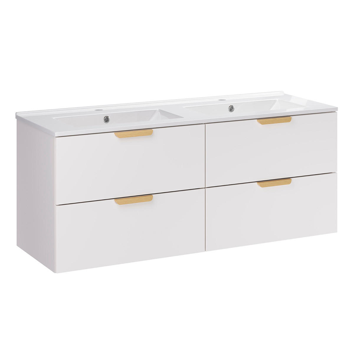 BADMÖBEL 121cm Oria 2er-Set Weiß - Weiß, Holzwerkstoff (121/50/46cm) - Petits-meubles