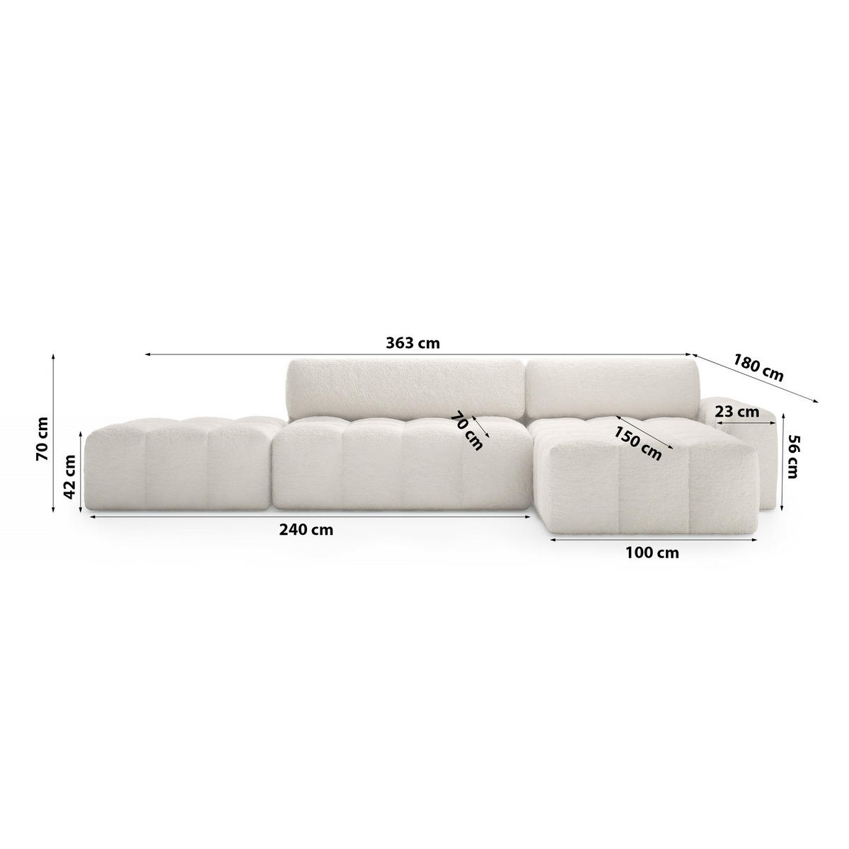 ECKSOFA mit Schlaffunktion Liptitz La, Beige - Beige, Textil (100/363cm) - Fedve