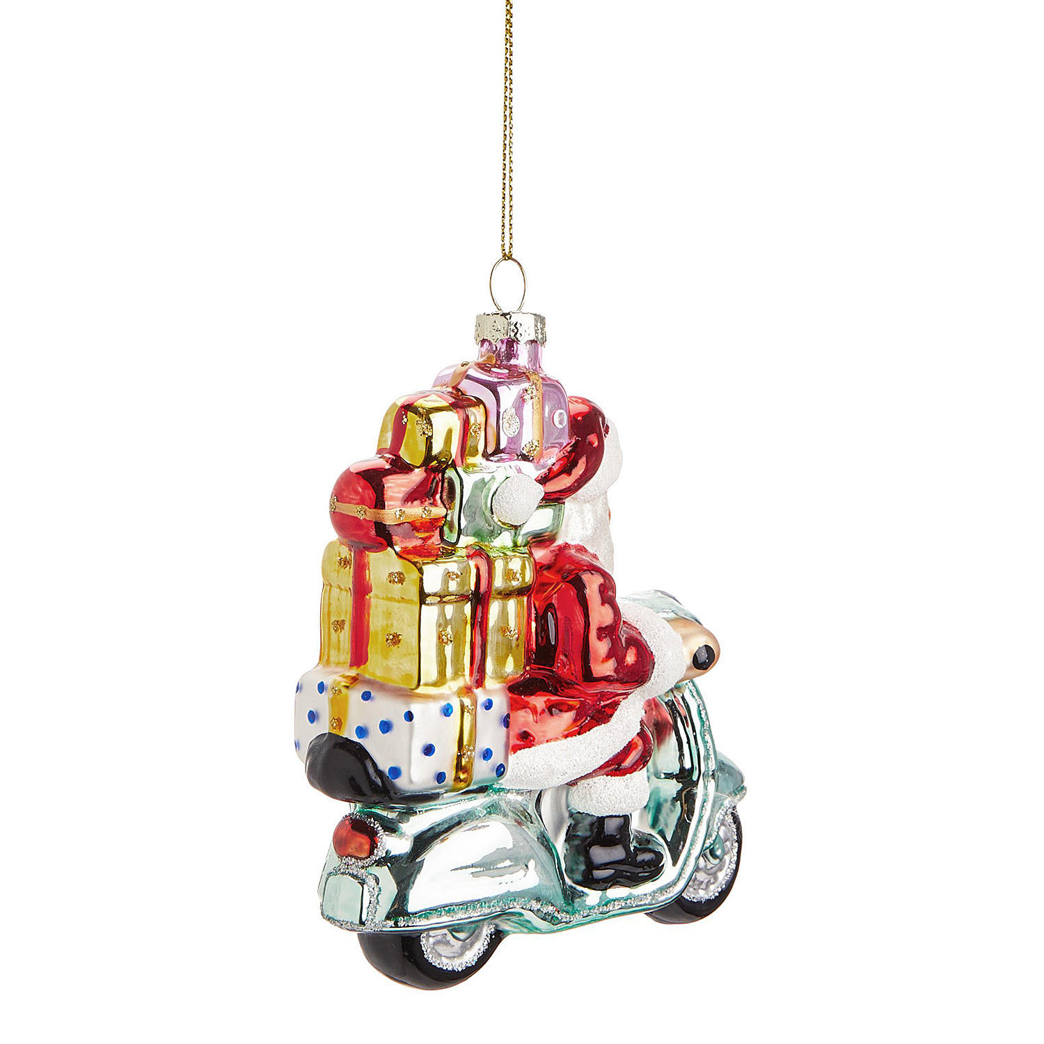 BAUMANHÄNGER Hang On Santa Auf Roller - Türkis, Glas (5/13/11cm) - Butlers