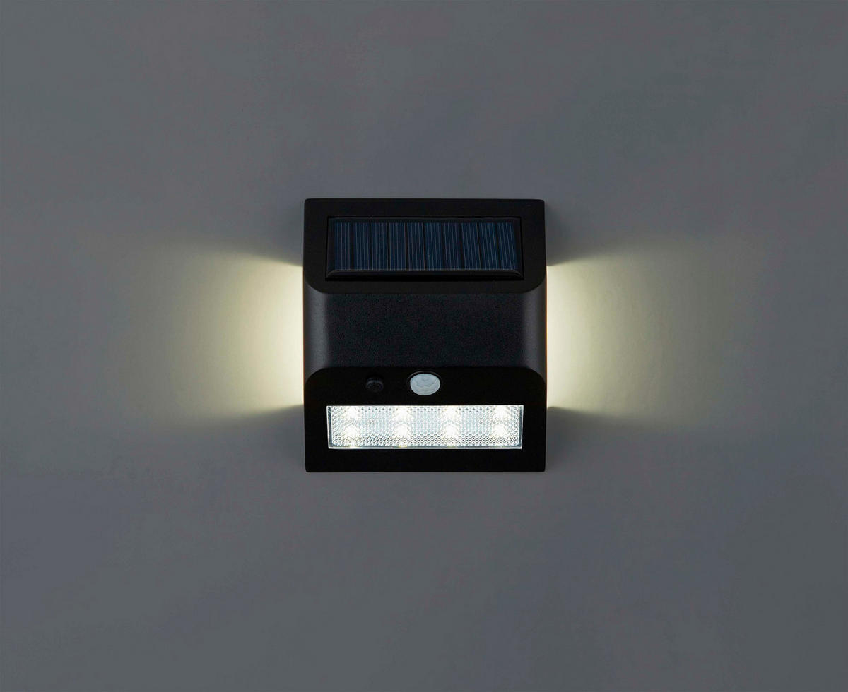 LED-SOLAR-WANDLEUCHTE mit Bewegungsmelder & Dämmerungssensor – ideal für Eingangsbereiche, Treppen & Terrassen schwarz kaltweiß - Schwarz, Kunststoff (5.3/11.5/10cm) - Northpoint