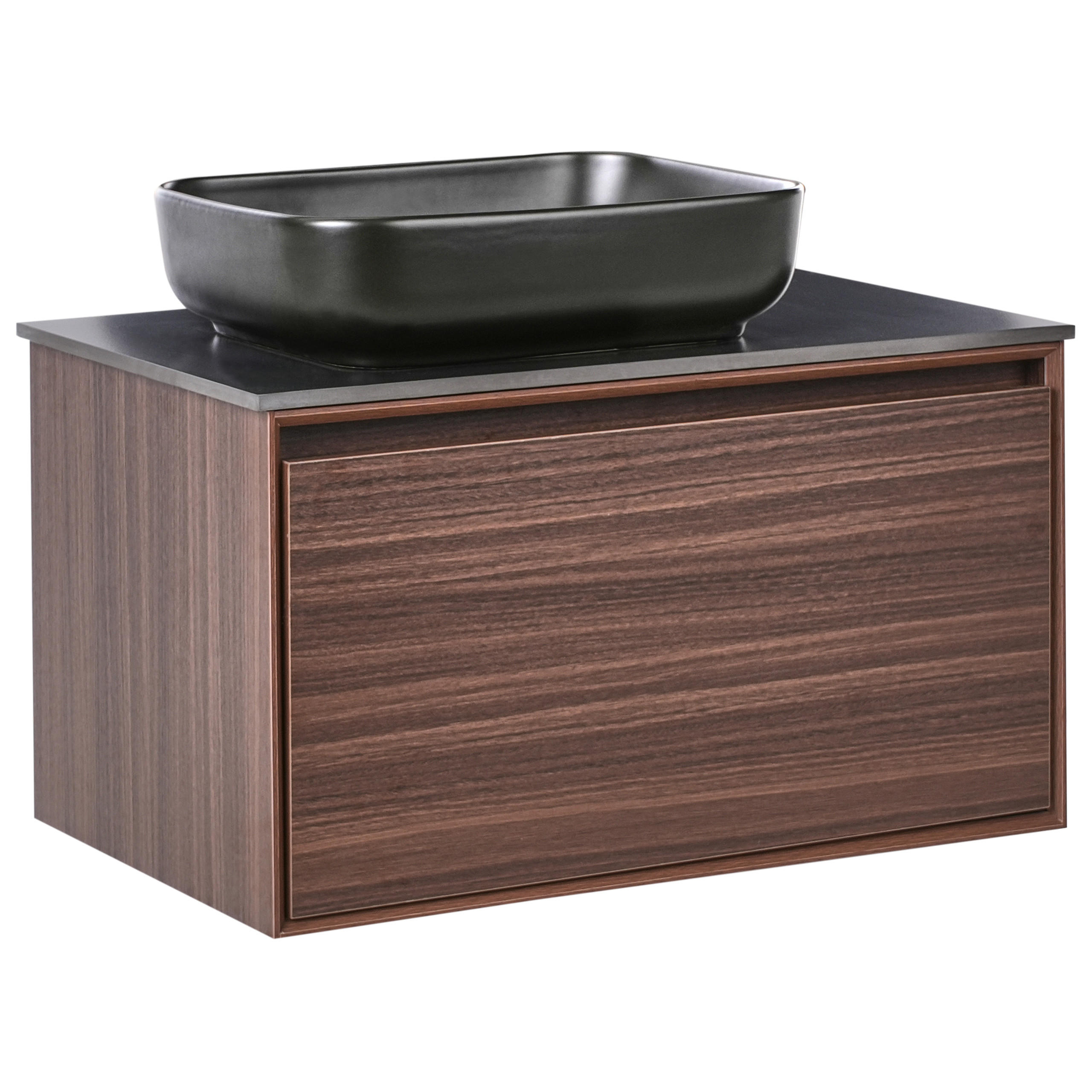 WASCHBECKENUNTERSCHRANK wandmontiertk mit Waschbecken Dunkelbraun Arica - Dunkelbraun, Holzwerkstoff (80/58/50cm) - Beliani