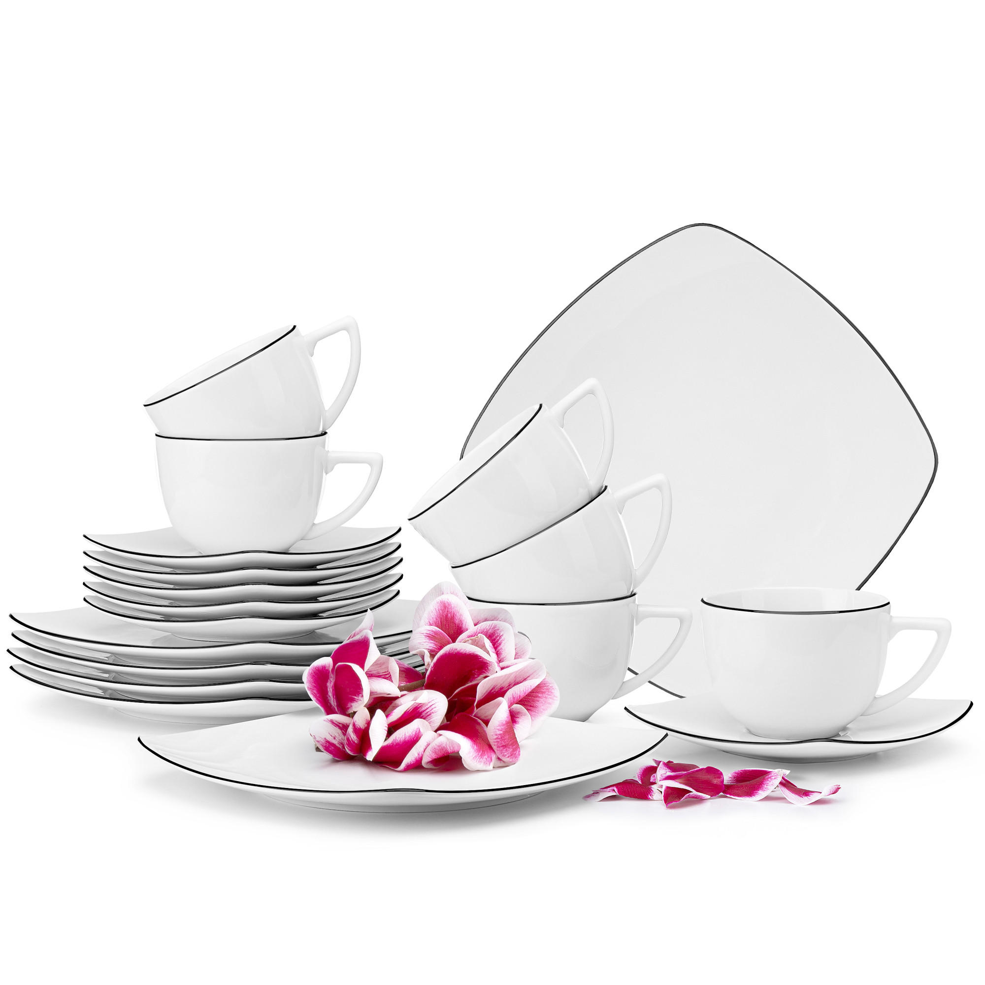 KAFFEESERVICE CARLINA 6-Personen 18-tlg - Weiß, Keramik (19/2/19cm) - KONSIMO®