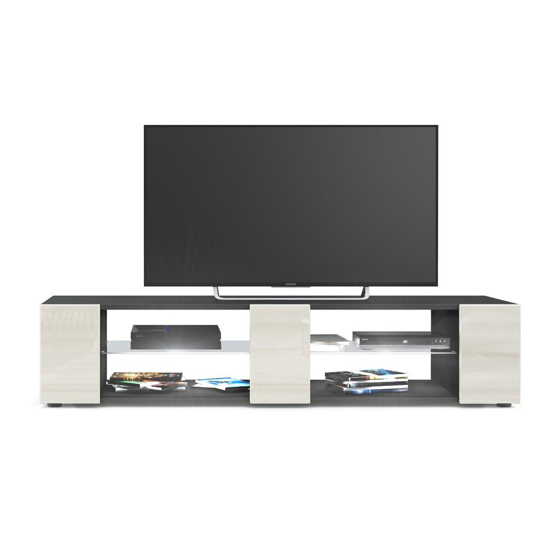 LOWBOARD Movie Fronten in Creme Hochglanz - Creme, Holzwerkstoff (135/30/39cm) - Vladon