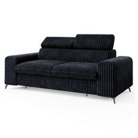 BETTSOFA BENETE Schwarz Cordstoff mit Schlaffunktion - Schwarz, Holz/Textil (191/89/92cm) - MASSENO