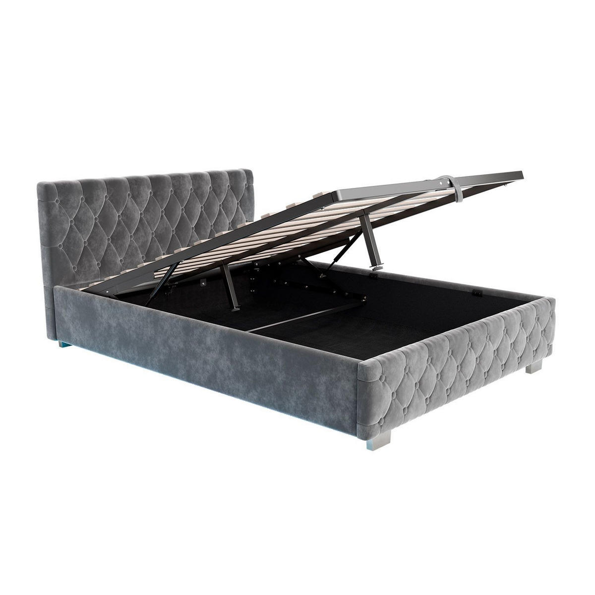 POLSTERBETT Nizza Dunkelgrau 140x200 cm mit Matratze - Dunkelgrau, Holz (140/200cm) - Juskys