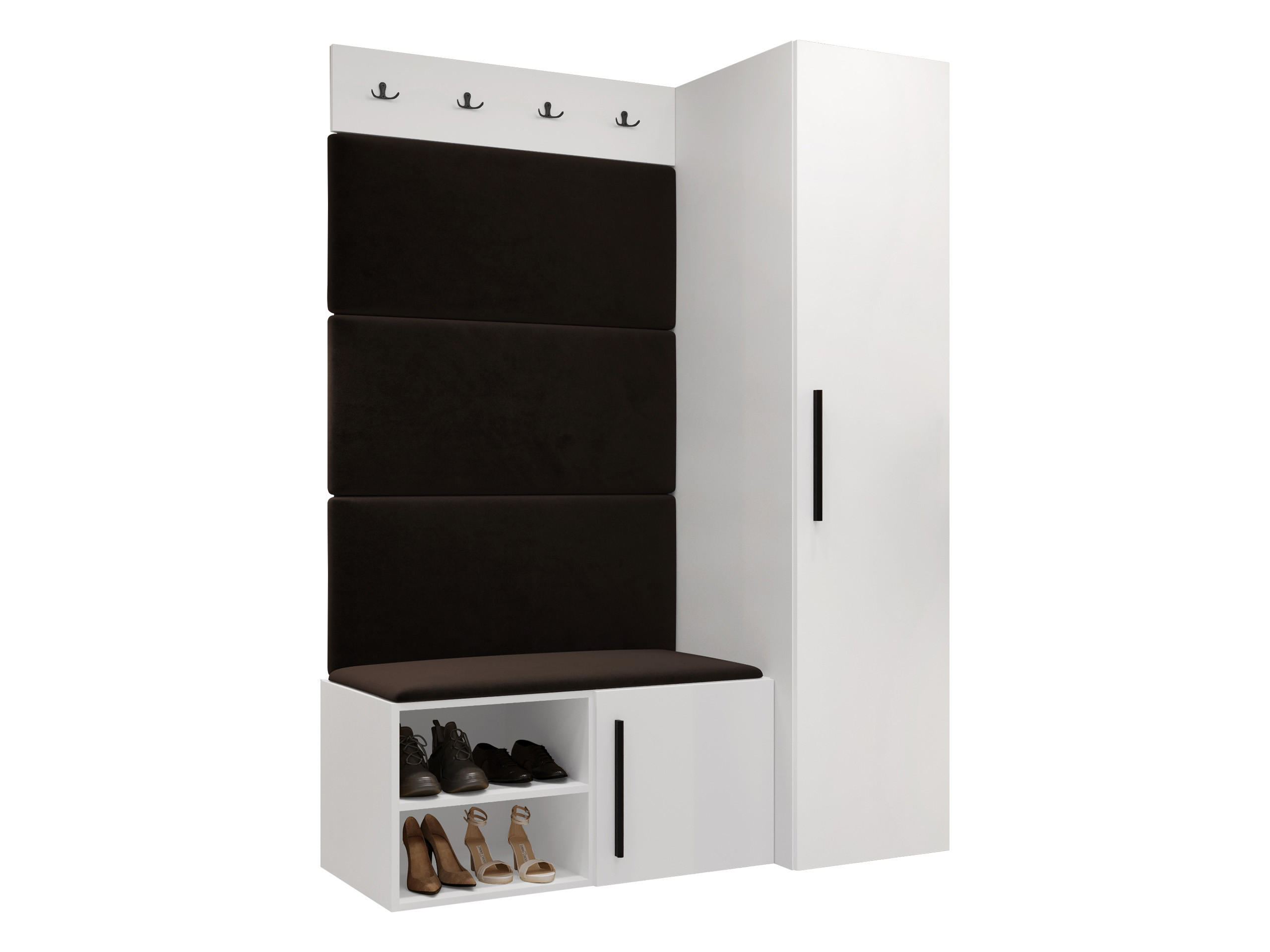 GARDEROBEN-SET Medi II - Schwarz/Braun, Holzwerkstoff/Kunststoff (40/191/50cm) - MIRJAN24