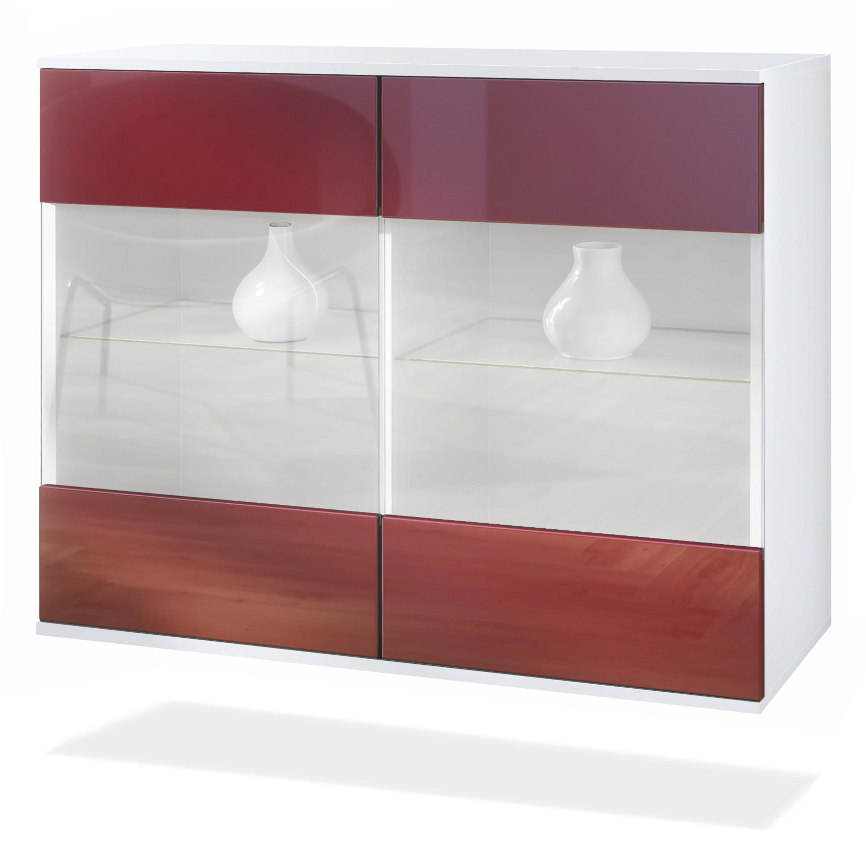 KOMMODE Bari Bordeaux Hochglanz - Bordeaux, Holzwerkstoff (92.5/73.5/35cm) - Vladon