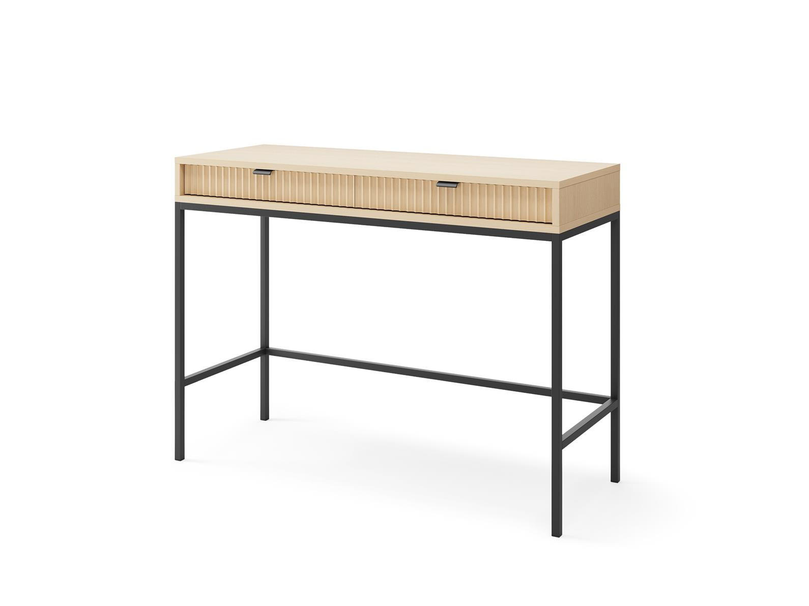 SCHMINKTISCH Konsolentisch NOVA Vicenza Eiche geriffelt Metallgestell schwarz 104 cm - Braun, Holzwerkstoff (78/104/50cm) - Bettso