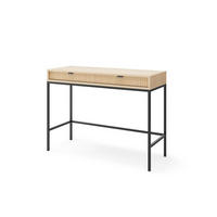 SCHMINKTISCH Konsolentisch NOVA Vicenza Eiche geriffelt Metallgestell schwarz 104 cm - Braun, Holzwerkstoff (78/104/50cm) - Bettso