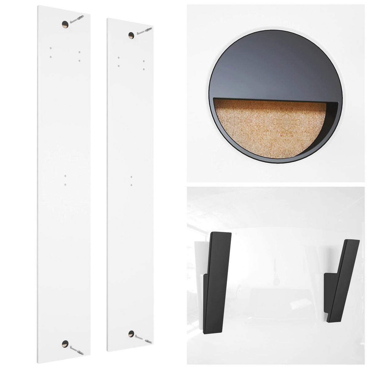 GARDEROBENPANEEL Roma M140, Moderne Wandgarderobe mit 6 Kleiderhaken, Made in Germany, Wandpaneel für Flur, Grau Hochglanz(24 x 140 x 2 cm) - Grau, Holzwerkstoff (24/140/2cm) - InnoFurn