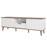 TV-ELEMENT 160/40/52 cm Weiß + Dunkles Walnuss mit 1 Schublade und Schiebetür - Weiß, Holz (160/52/40cm) - Oxeza