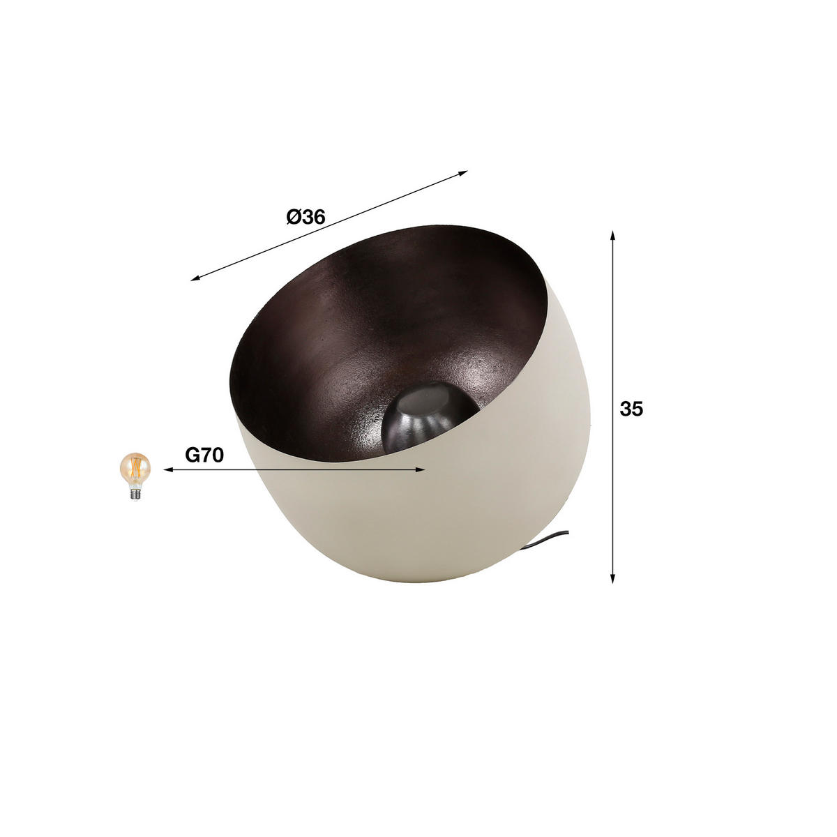 TISCHLEUCHTE Korb Grau 36/36/ 35 cm - Grau, Metall (36/36/35cm) - Hoyz Collection