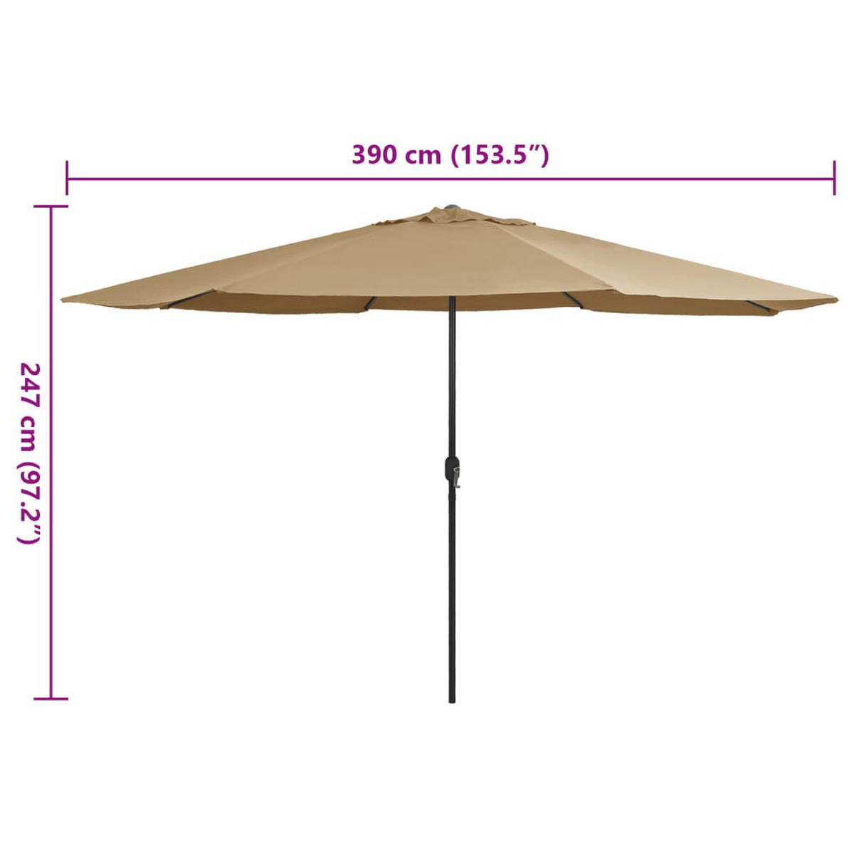 SONNENSCHIRM Mit Metall-Mast 390 Cm Taupe - Taupe, Textil (390/390cm) - vidaXL