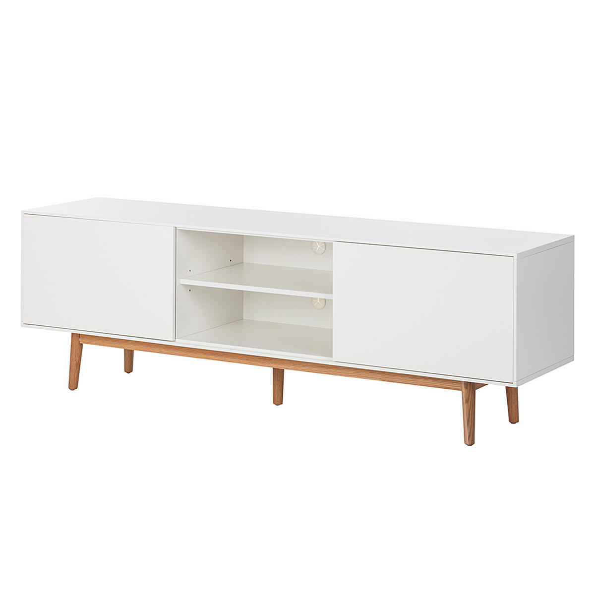 TV-LOWBOARD - Eichefarben/Weiß, Eichenholz/Holz (180/59/45cm) - home24