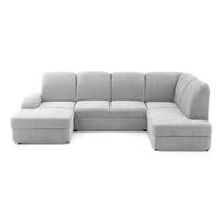 ECKSOFA VIBE U Rechts mit Schlaffunktion 129x263 Chenille Hellgrau - Hellgrau/Schwarz, Holz/Kunststoff (186/102/280cm) - Muffo