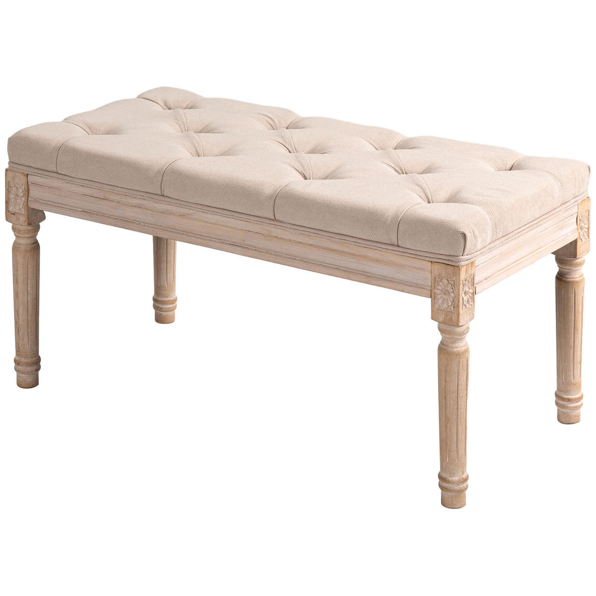 SITZBANK DE-09033 Vintage-Design mit Knopfheftung Creme - Beige, Holzwerkstoff (80/43/40cm) - ComfortXL