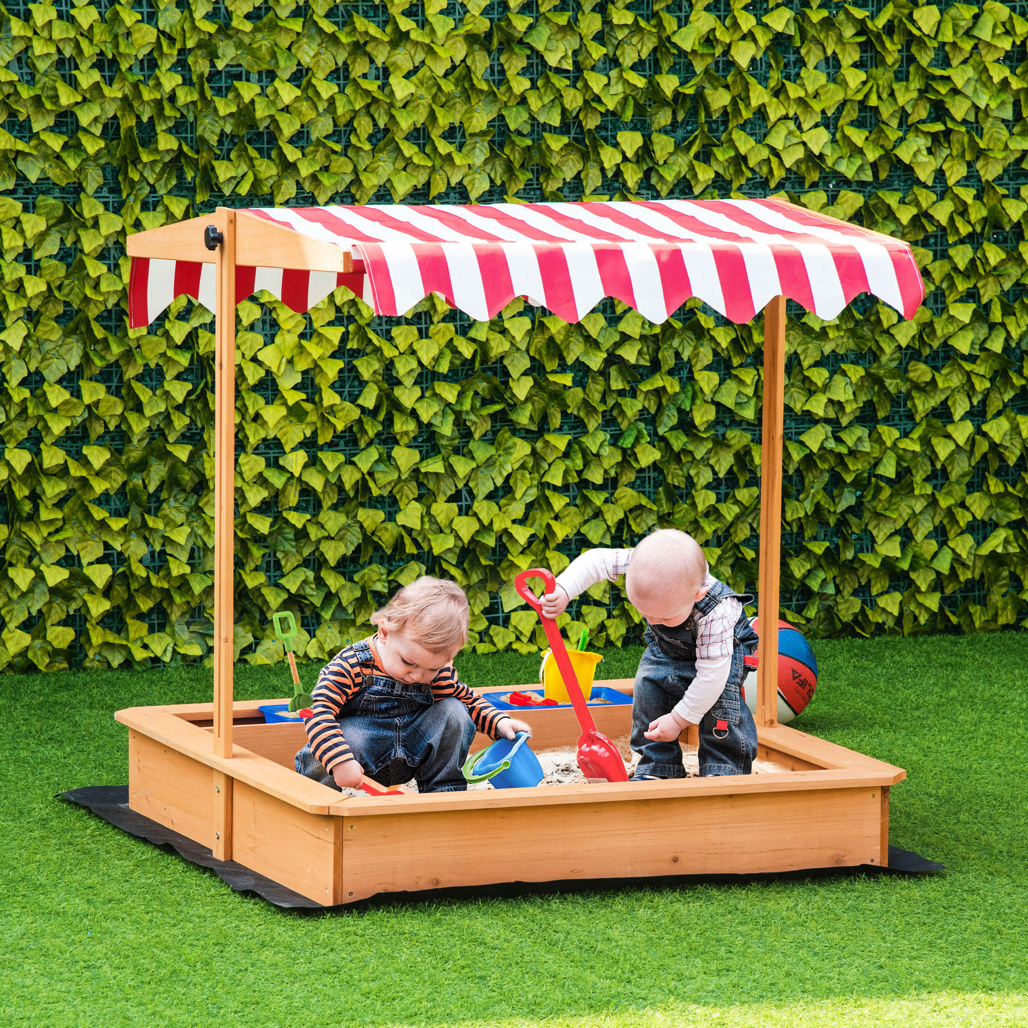 Thumbnail - Outsunny Sandkasten, Gelb, Holz, 107.5x110x107.5 cm, Outdoor Spielzeug, Sandkästen