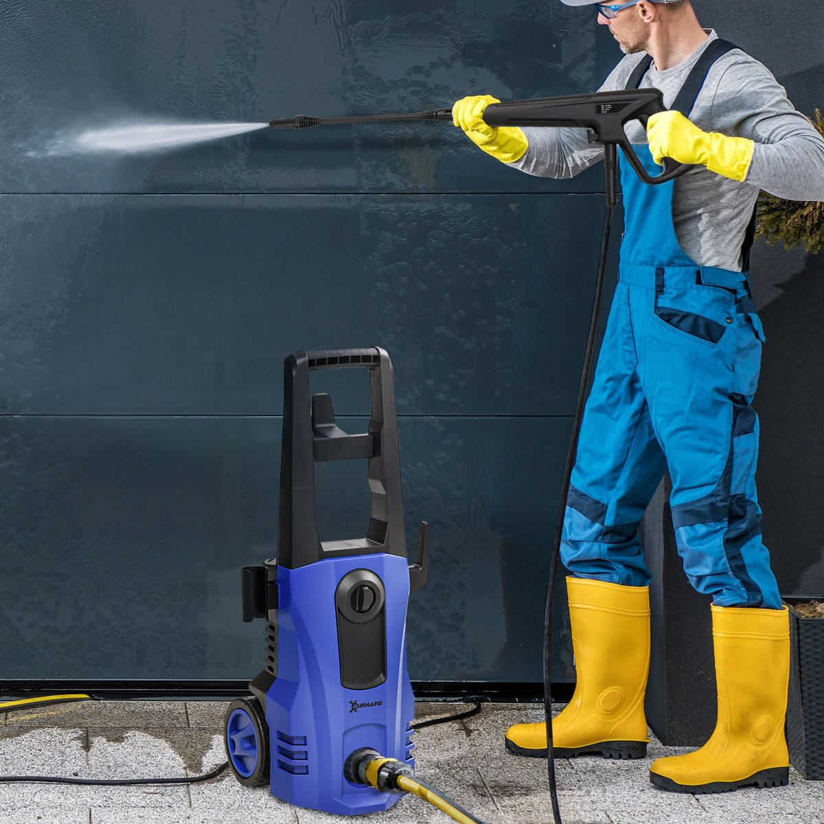 HOCHDRUCKREINIGER mit 6 m Hochdruckschlauch, max. Wassermenge: 510 l/h, für Garten, Blau - Blau, Kunststoff (27/78/35cm) - DURHAND