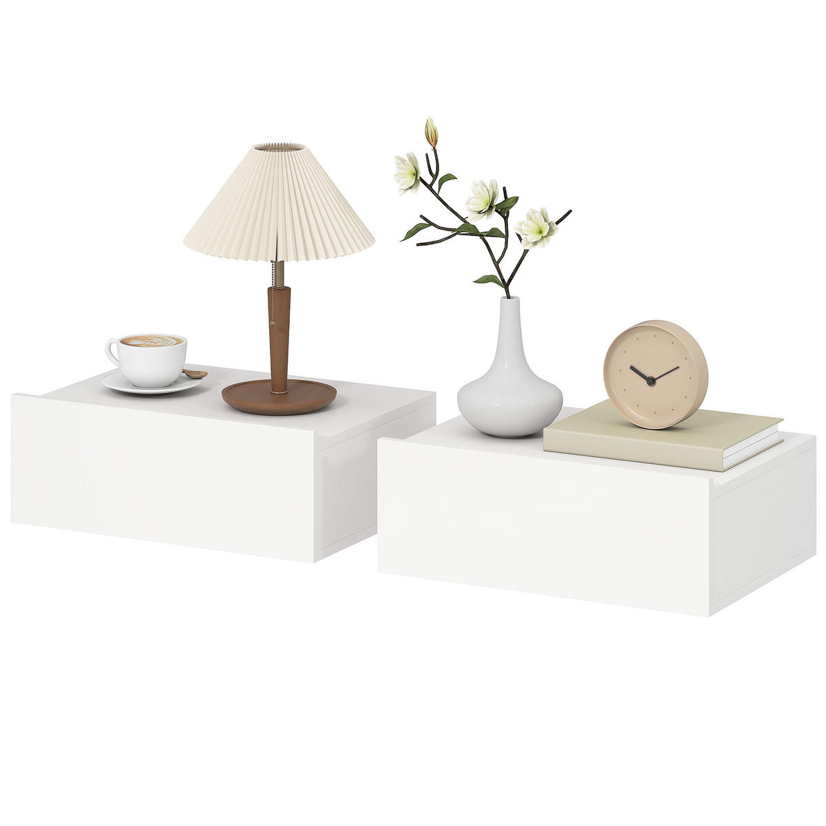 NACHTSCHRANK DE-12955 Wandmontage mit Schublade Weiß - Weiß, Holzwerkstoff (30/15/40cm) - ComfortXL