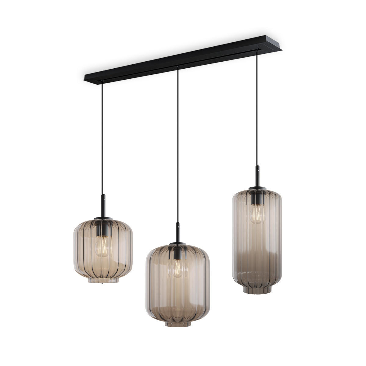 HÄNGELEUCHTE Velo 3-flammig Klar Ø 18/20/25cm - Klar/Schwarz, Glas (25/25/27cm) - s.luce