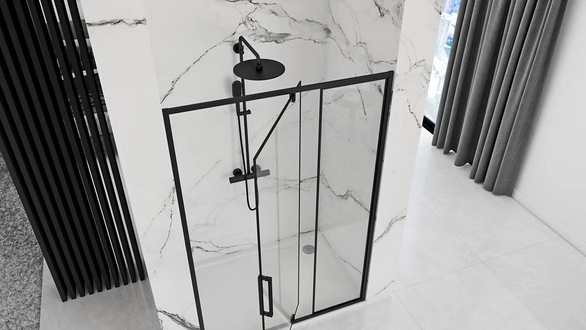 DUSCHTÜR Rea Schwingtür Rapid Swing 120 - Schwarz, Glas (120.5/195cm) - REA