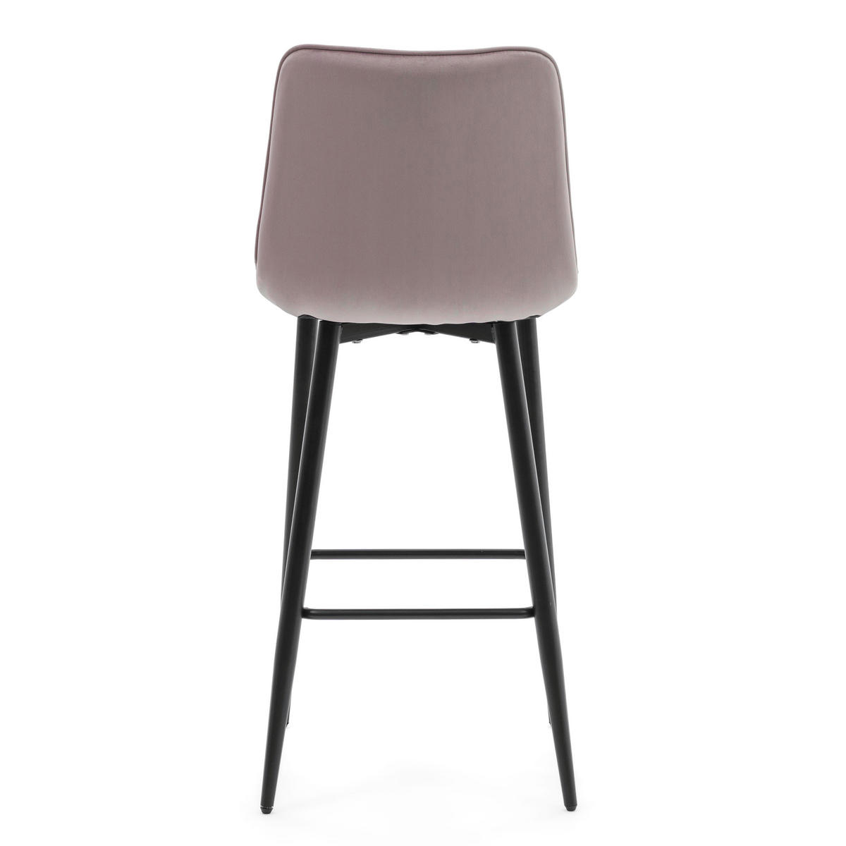 BARHOCKER CHIC gespolsterter mit Steppung - rosa - Samt Velours - Schwarz/Rosa, Textil/Metall (46/109/56cm) - NEW HOME