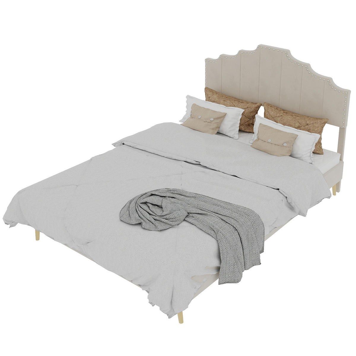 POLSTERBETT 160x200 cm Samt ohne Stauraum beige - Beige, Textil (160/200cm) - Fortuna Lai
