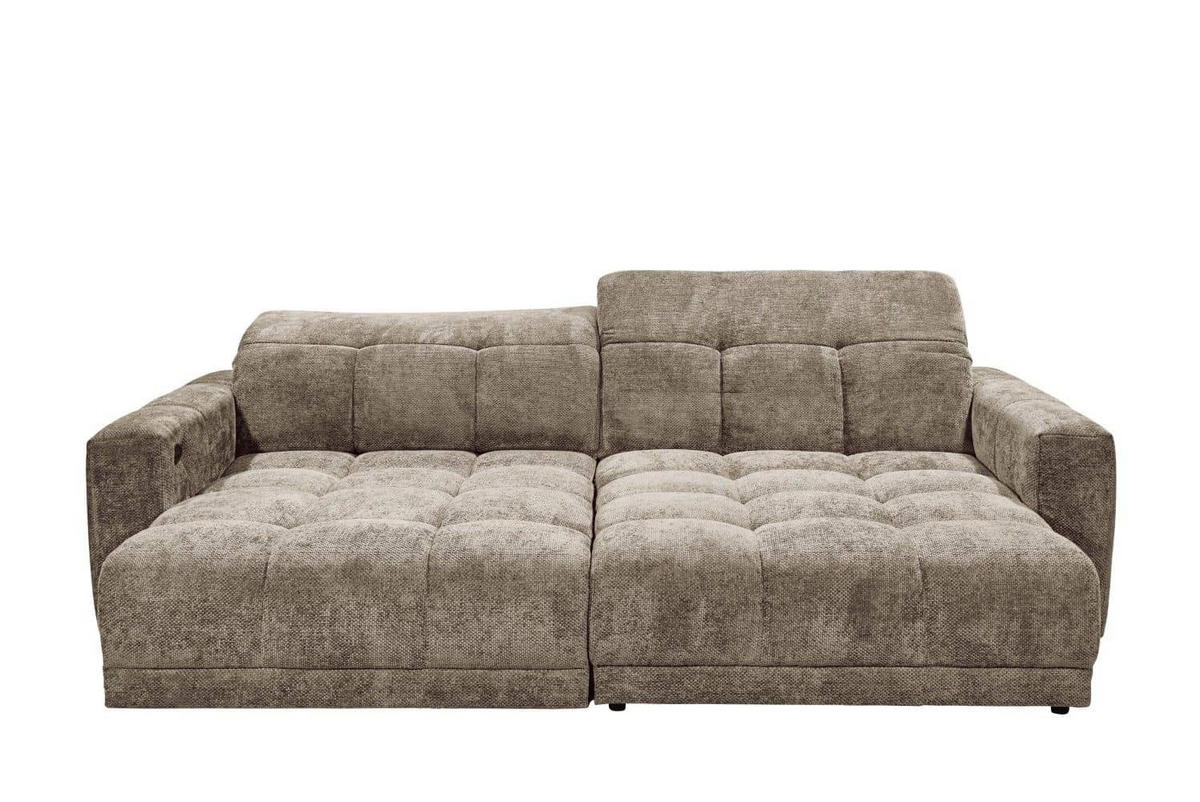 ECKSCHLAFSOFA mit elektronische Sitztiefenverstellung - Taupe/Schwarz, Holz/Kunststoff (170/297cm) - ed exciting design