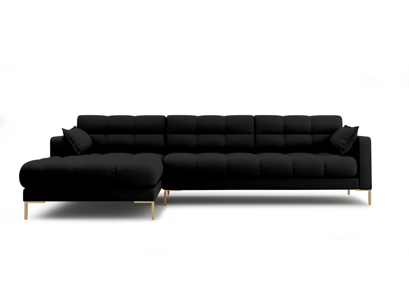 ECKSOFA links Mamaia aus strukturiertem Stoff schwarz 5 Sitzplätze - Schwarz, Textil (185/293cm) - Micadoni